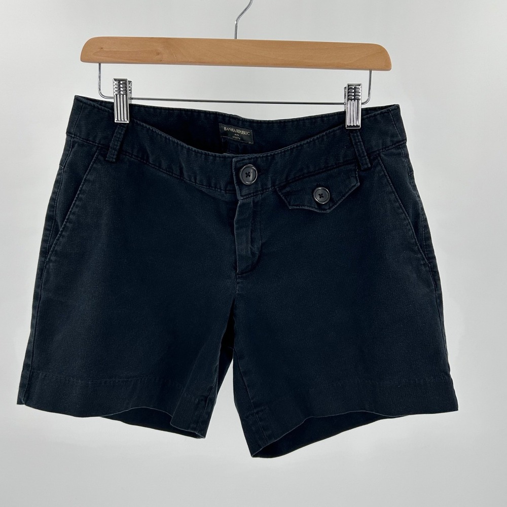 Banana Republic Womens Black Stretch Cotton Chino Shorts Size 8